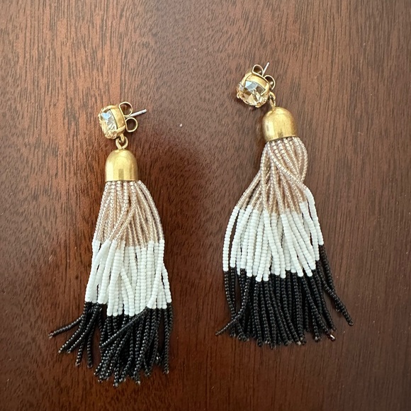 J. Crew Jewelry - J Crew Crystal Beaded Tassel Earrings with Gold Accents